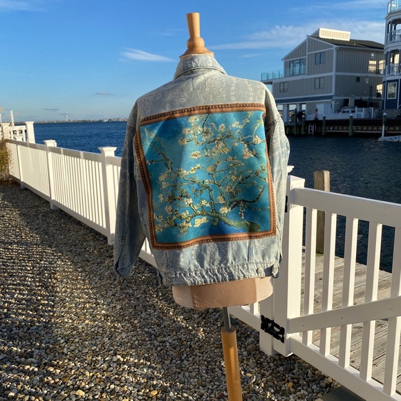 One-Of-Kind Upcycled Van Gogh Denim Jacket - Picture 3 of 10